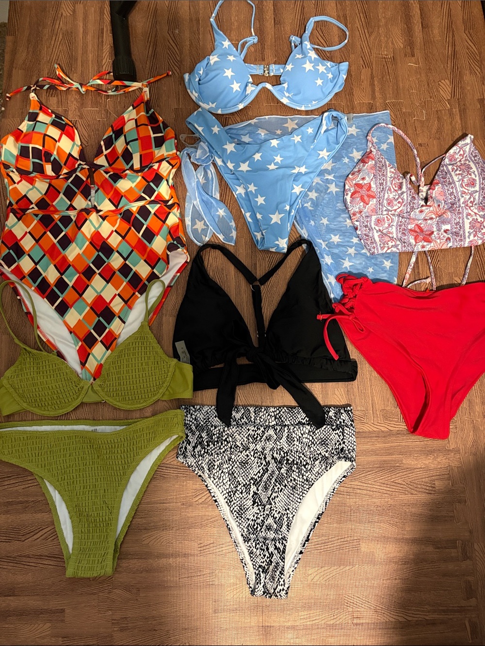 Mixed Women’s Swimwear Bundle - Multi Color (Stars, Red, Black, Green, Snake)